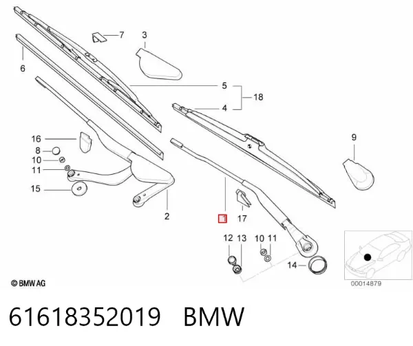 Важіль склоочисника 61618352019 BMW