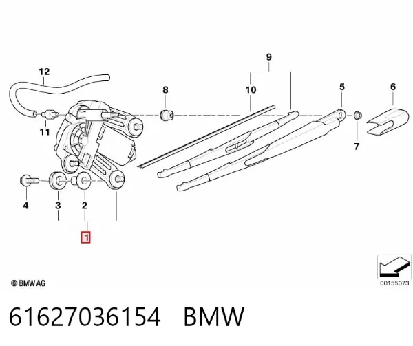 Моторчик заднього склоочисника 61627036154 BMW