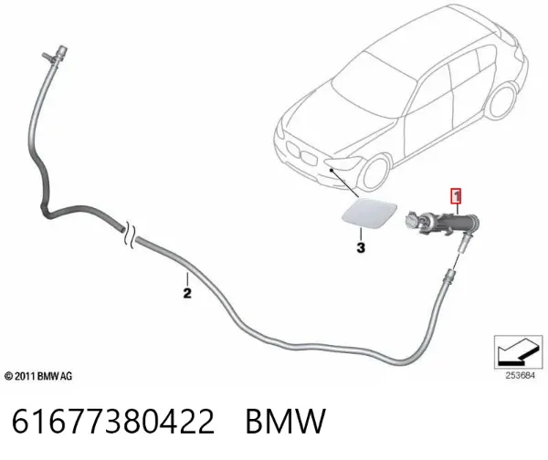 Форсунка омивача фари передньої, правої 61677380422 BMW
