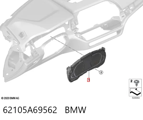 Приладова дошка-щиток приладів 62105A69562 BMW