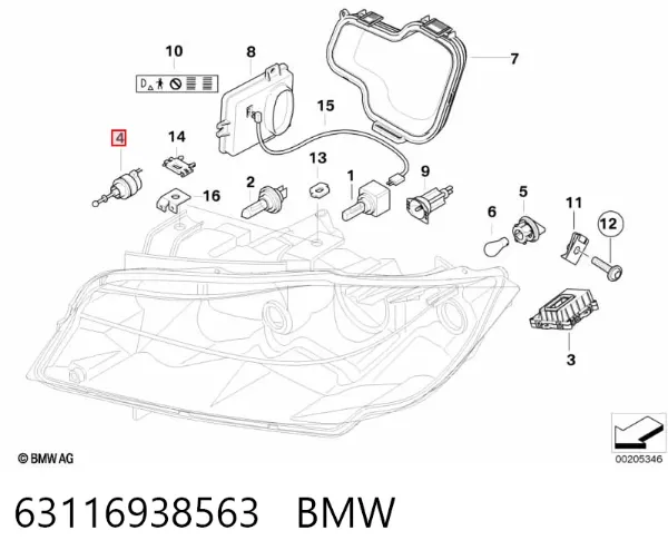 Коректор фар 63116938563 BMW