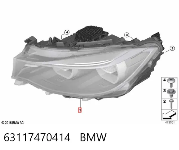 Фара права 63117470414 BMW