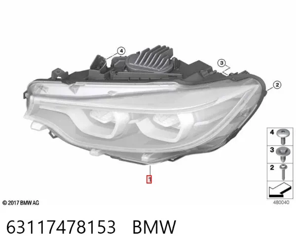 Фара ліва 63117478153 BMW