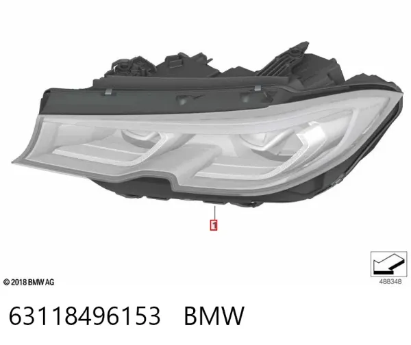 Фара ліва 63118496153 BMW