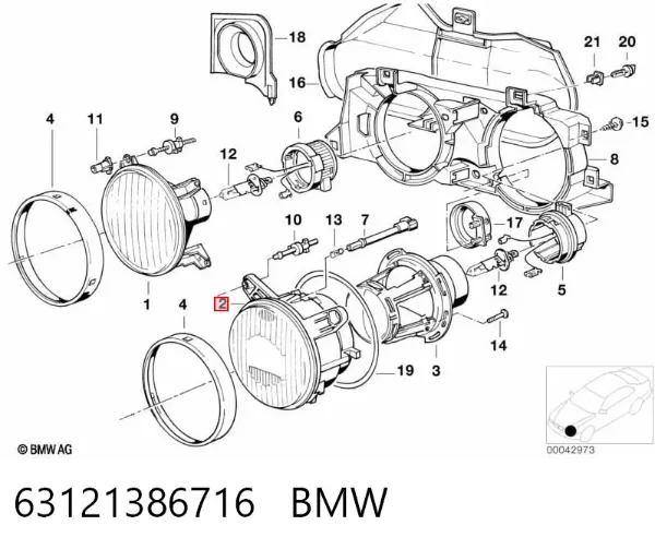 Фара права 63121386716 BMW