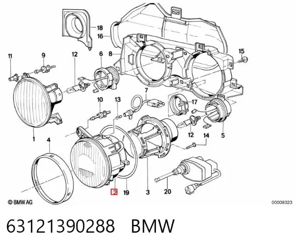 Фара права 63121390288 BMW
