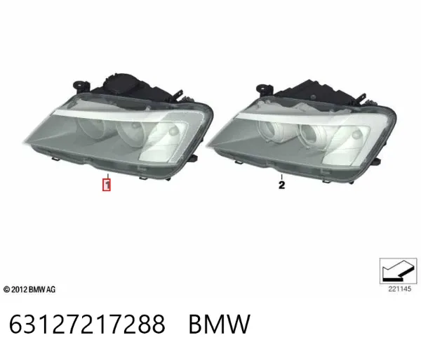 Фара права 63127217288 BMW