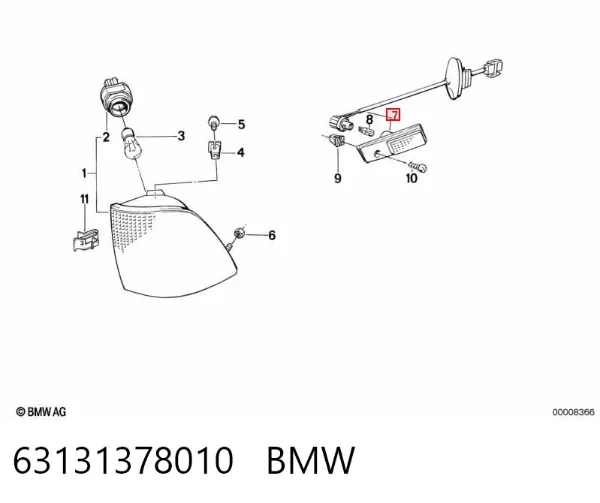 Повторювач повороту на крилі, правий 63131378010 BMW