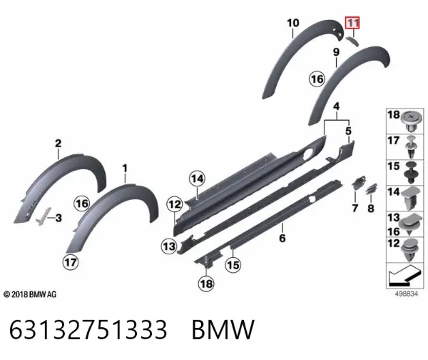 Габарит задній бічний, лівий 63132751333 BMW