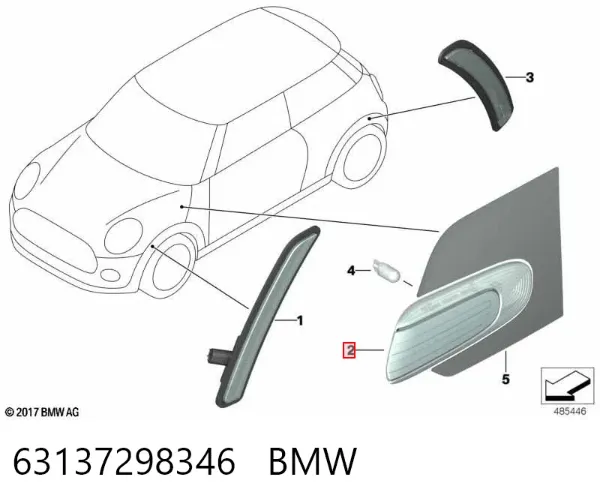 Повторювач повороту на крилі, правий 63137298346 BMW