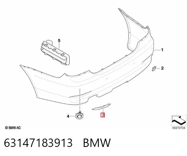 Катафот (відбивач) заднього бампера, лівий 63147183913 BMW