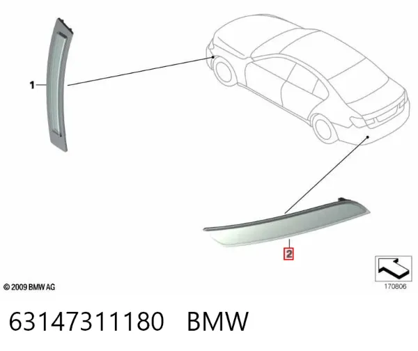 Катафот (відбивач) заднього бампера, правий 63147311180 BMW