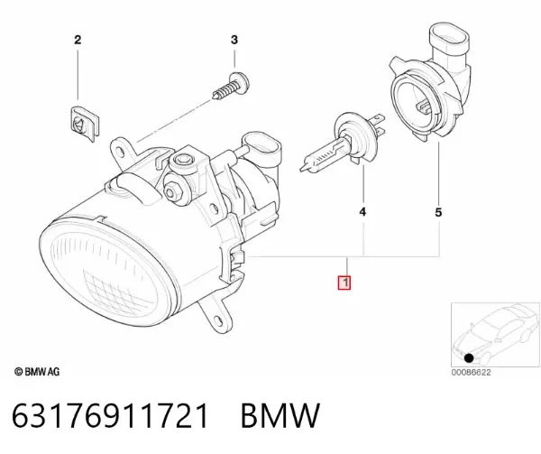 Фара протитуманна, ліва 63176911721 BMW