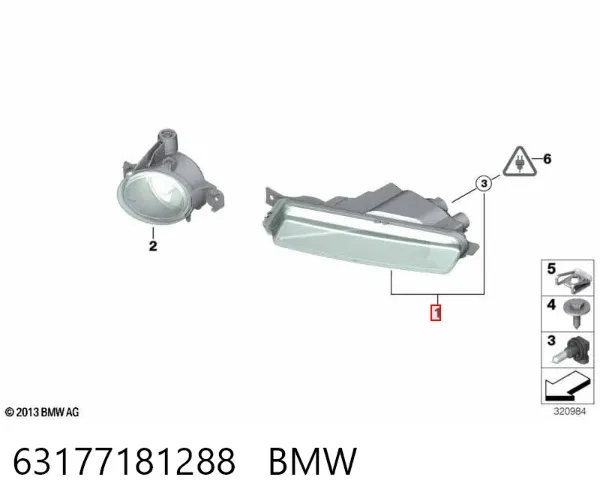 Фара протитуманна, права 63177181288 BMW