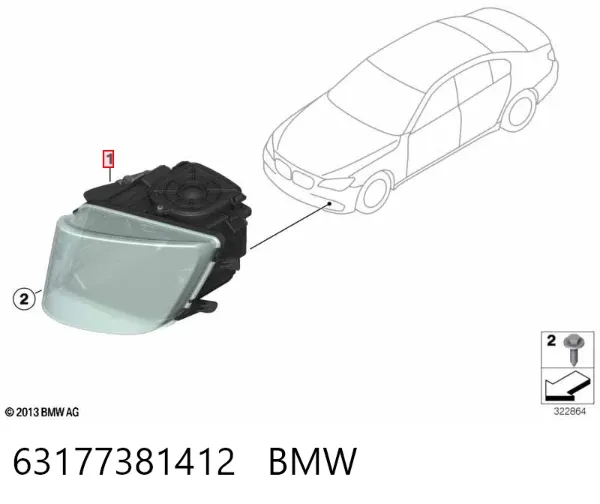 Фара протитуманна, права 63177381412 BMW