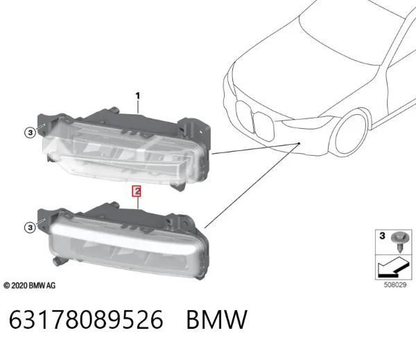 Фара протитуманна, права 63178089526 BMW