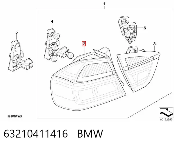 Ліхтар задній правий, зовнішній 63210411416 BMW