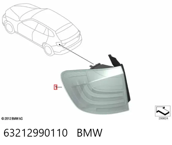 Ліхтар задній правий, зовнішній 63212990110 BMW