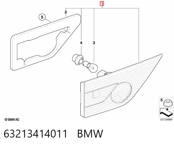 Ліхтар задній лівий, внутрішній 63213414011 BMW