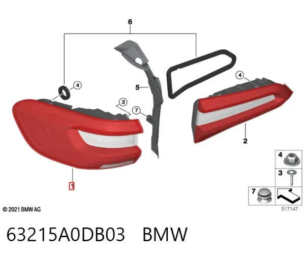 Ліхтар задній лівий, зовнішній 63215A0DB03 BMW