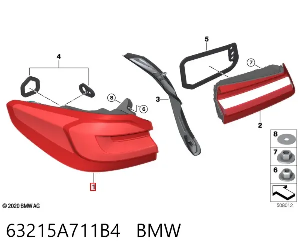 Ліхтар задній правий, зовнішній 63215A711B4 BMW