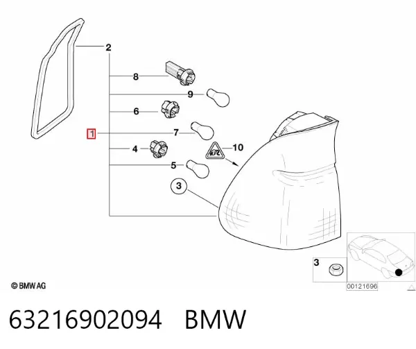 Ліхтар задній правий, зовнішній 63216902094 BMW