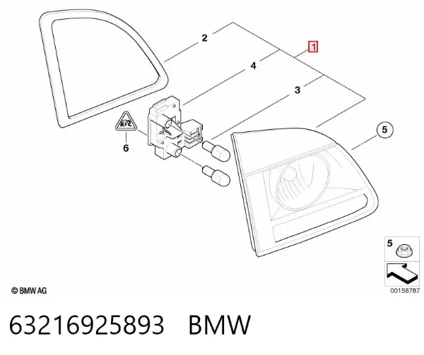 Ліхтар задній лівий, внутрішній 63216925893 BMW
