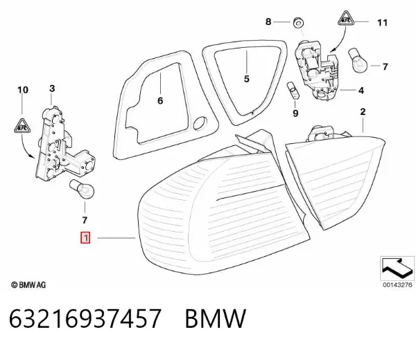 Ліхтар задній лівий, зовнішній 63216937457 BMW