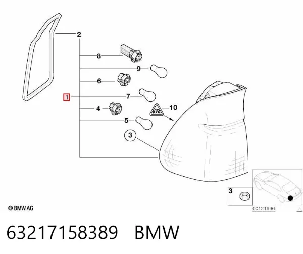 Ліхтар задній лівий, зовнішній 63217158389 BMW