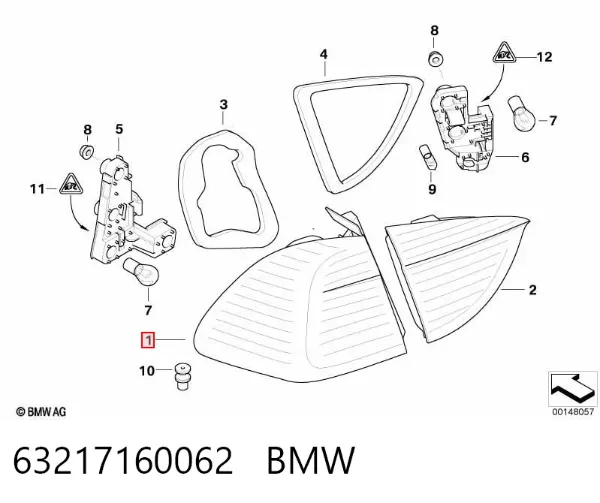 Ліхтар задній правий, зовнішній 63217160062 BMW