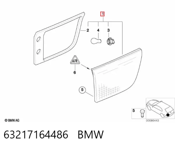 Ліхтар задній правий, внутрішній 63217164486 BMW