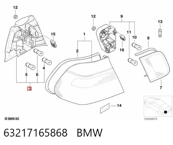 Ліхтар задній правий, зовнішній 63217165868 BMW