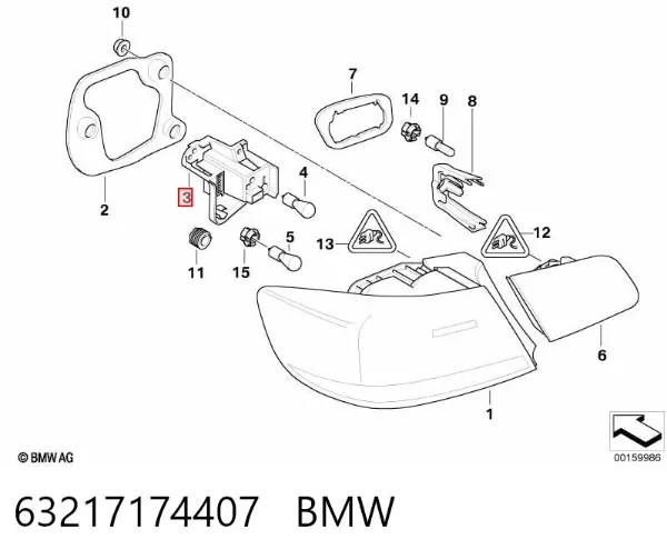 Плата заднього ліхтаря, контактна 63217174407 BMW