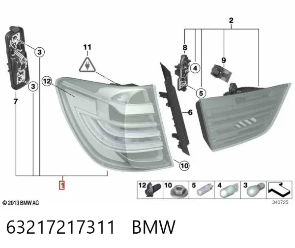 Ліхтар задній лівий, зовнішній 63217217311 BMW