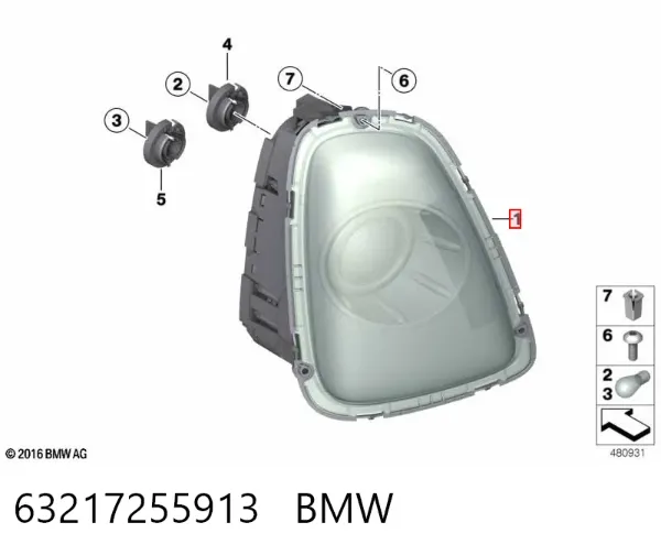Ліхтар задній лівий, зовнішній 63217255913 BMW