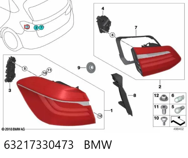 Ліхтар задній лівий, зовнішній 63217330473 BMW