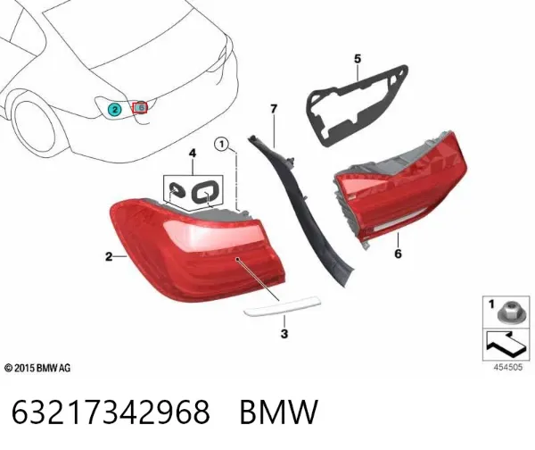 Ліхтар задній правий, внутрішній 63217342968 BMW