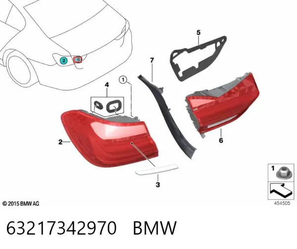 Ліхтар задній правий, внутрішній 63217342970 BMW