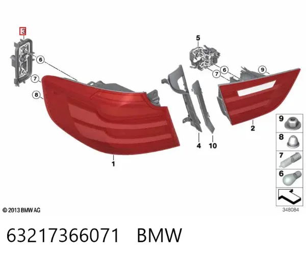 Плата заднього ліхтаря, контактна 63217366071 BMW