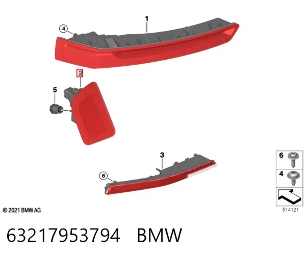 Ліхтар задній правий, зовнішній 63217953794 BMW