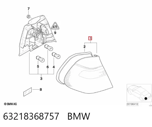 Ліхтар задній лівий, зовнішній 63218368757 BMW