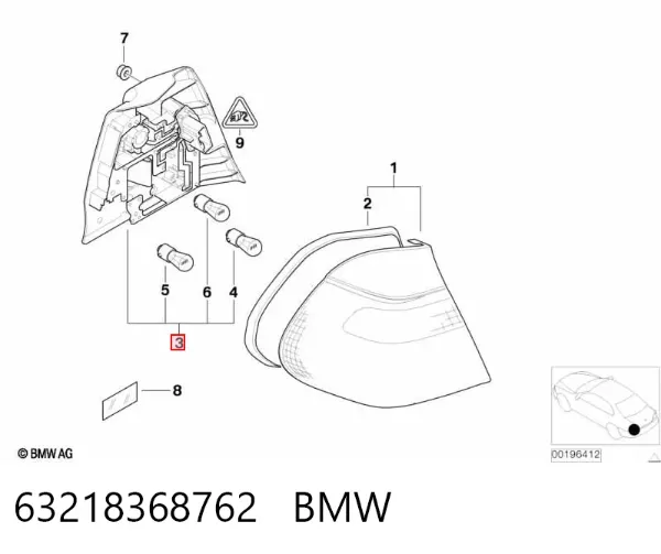 Ліхтар задній правий, зовнішній 63218368762 BMW