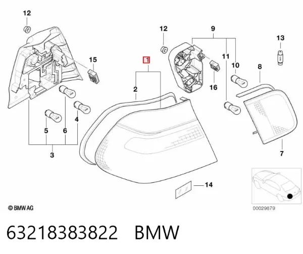Ліхтар задній правий, зовнішній 63218383822 BMW