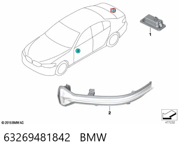 Ліхтар підсвічування заднього номерного знака 63269481842 BMW