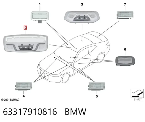Плафон освітлення кабіни 63317910816 BMW