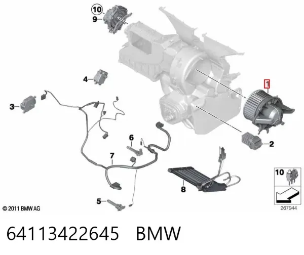 Вентилятора пічки 64113422645 BMW