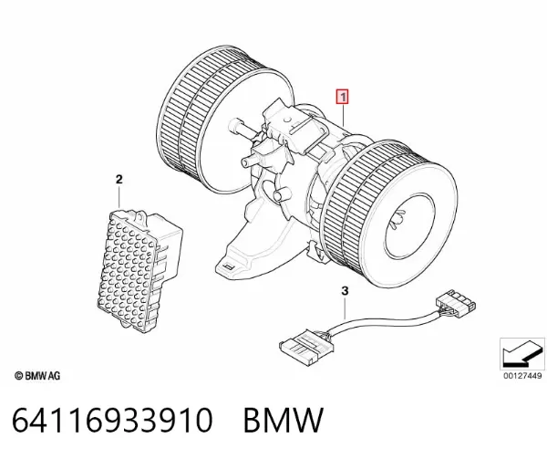 Вентилятора пічки 64116933910 BMW