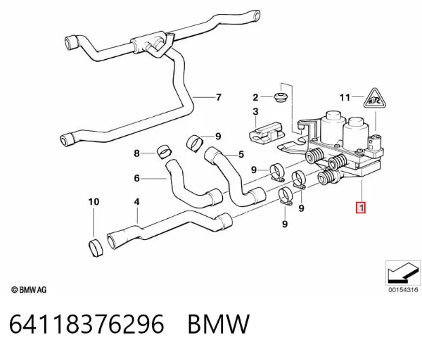 Кран пічки 64118376296 BMW