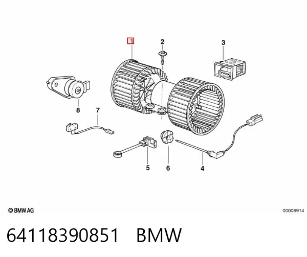 Вентилятора пічки 64118390851 BMW