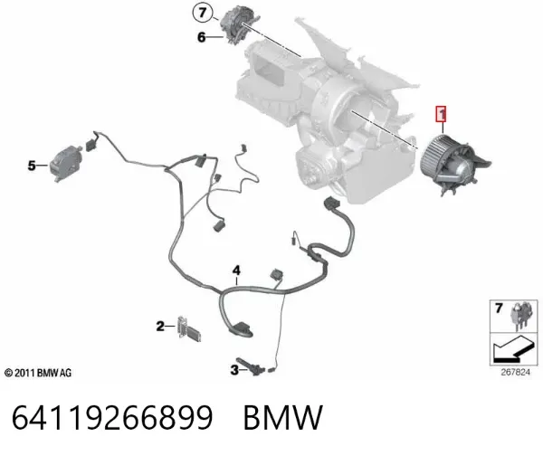Вентилятора пічки 64119266899 BMW